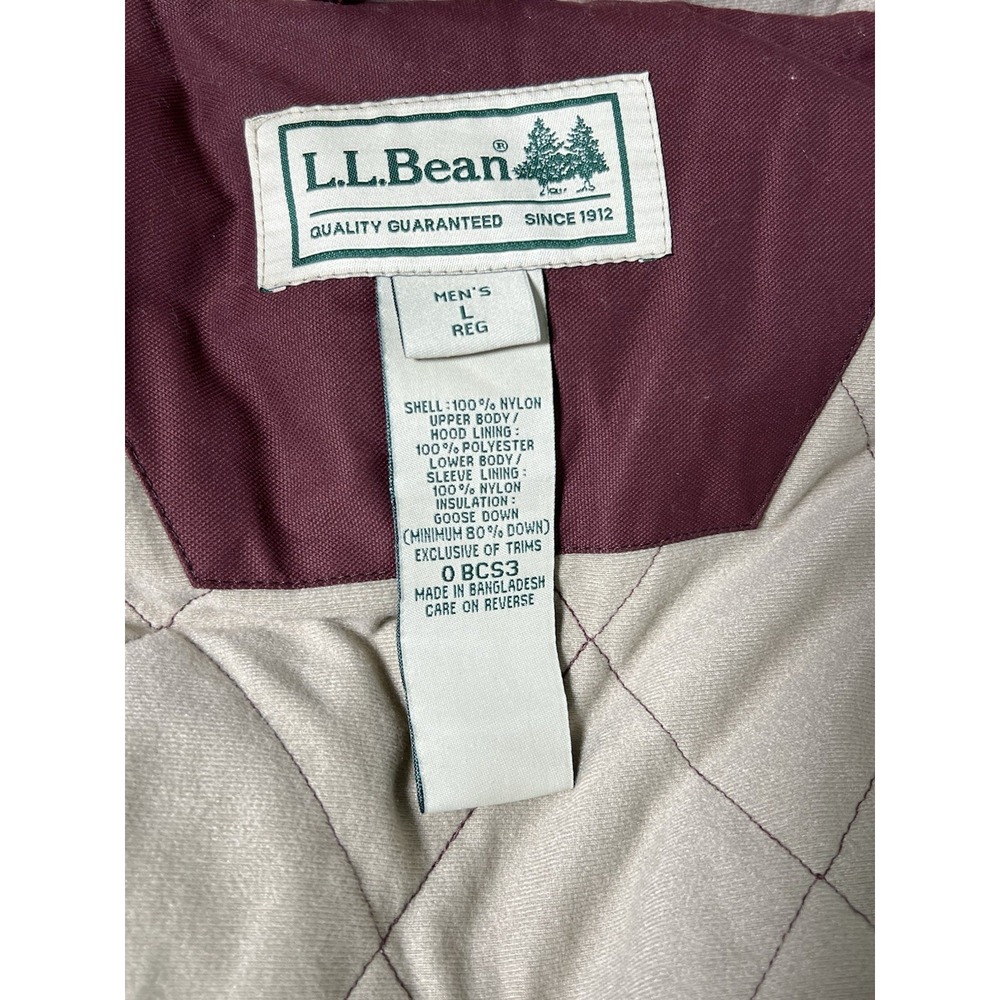 LL Bean Mens Parka Coat Jacket L Maroon Goose Down Faux Fur Hooded Gore-Tex EUC - Picture 12 of 16